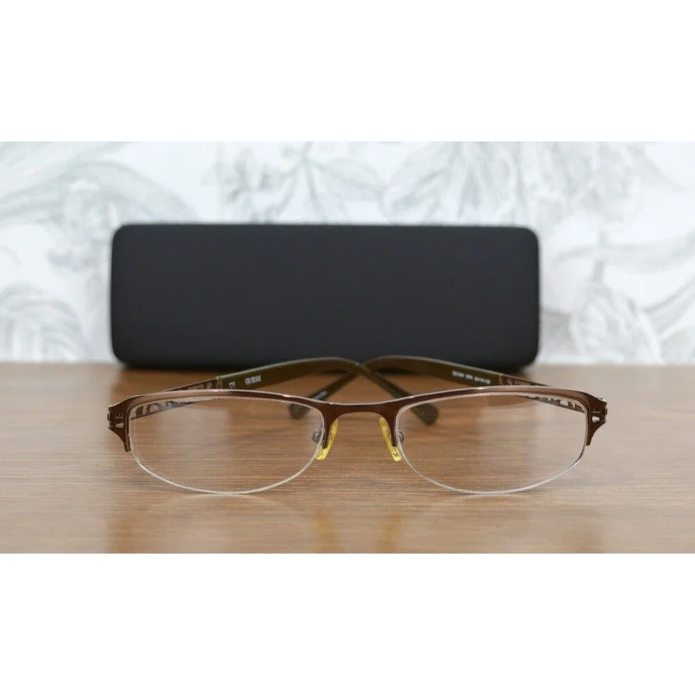 Guess Women's Cat Eye Glasses 37 Frame Grooved Metal 50 18-135 Eyeglasses 1504